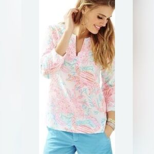 Lilly Pulitzer Amelia Getting Steamy Crab Blouse